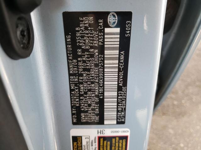 Photo 10 from auction – 2009 TOYOTA CAMRY BASE with VIN 4T1BE46K99U875752