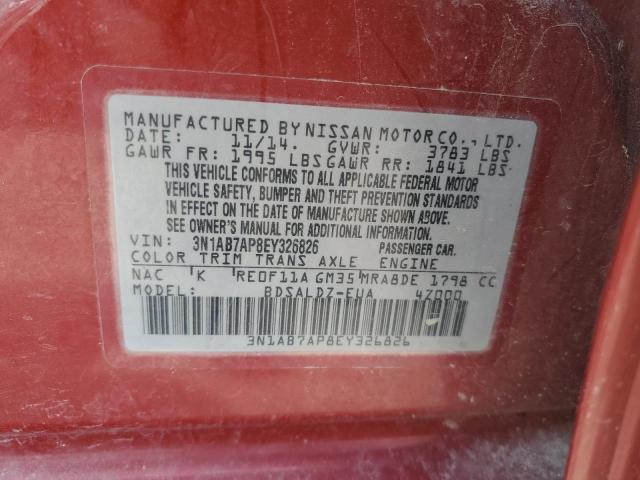 Photo 10 from auction – 2014 NISSAN SENTRA with VIN 3N1AB7AP8EY326826