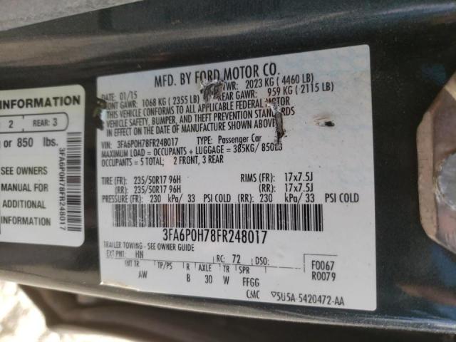 Photo 10 from auction – 2015 FORD FUSION SE with VIN 3FA6P0H78FR248017
