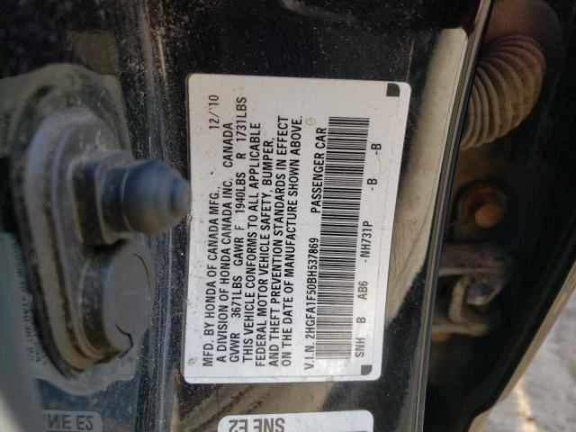 Photo 10 from auction – 2011 HONDA CIVIC LX with VIN 2HGFA1F50BH537869