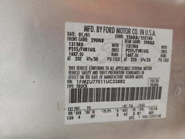 Photo 10 from auction – 2001 FORD EXPLORER S with VIN 1FMZU77E11UC33882