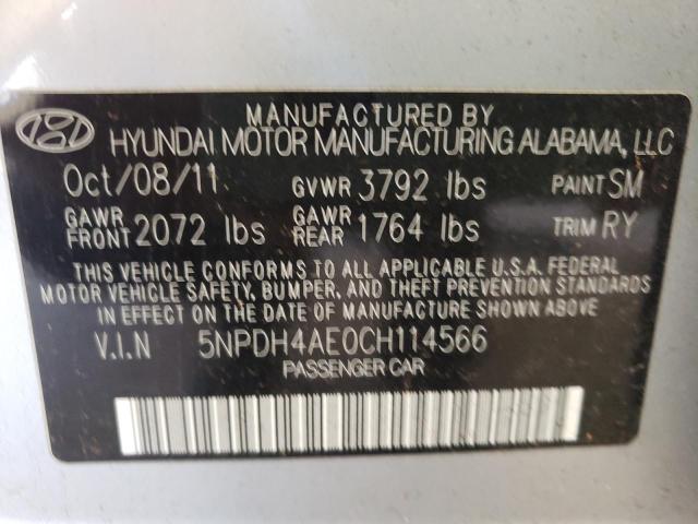 Photo 10 from auction – 2012 HYUNDAI ELANTRA GL with VIN 5NPDH4AE0CH114566