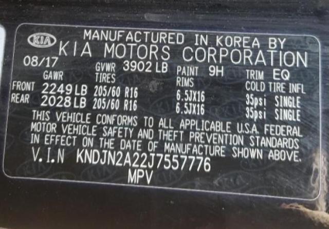 Photo 10 from auction – 2018 KIA SOUL with VIN KNDJN2A22J7557776