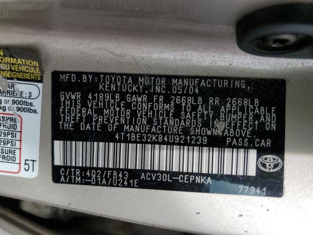 Photo 10 from auction – 2004 TOYOTA CAMRY LE with VIN 4T1BE32K84U921239