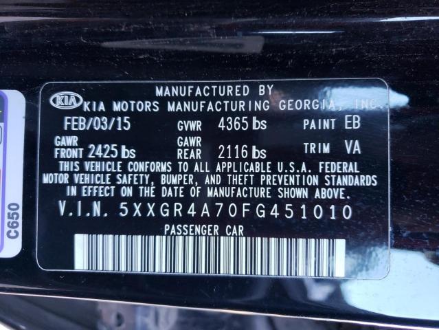 Photo 10 from auction – 2015 KIA OPTIMA SX with VIN 5XXGR4A70FG451010