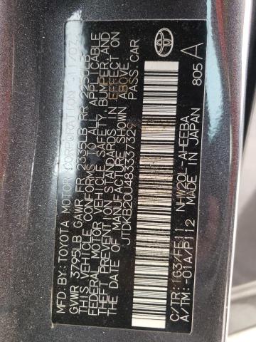 Photo 10 from auction – 2008 TOYOTA PRIUS with VIN JTDKB20U483337329
