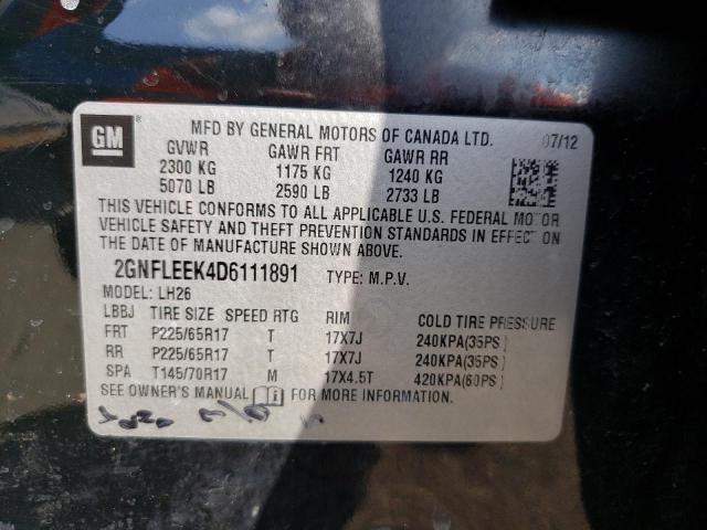 Photo 10 from auction – 2013 CHEVROLET EQUINOX LT with VIN 2GNFLEEK4D6111891