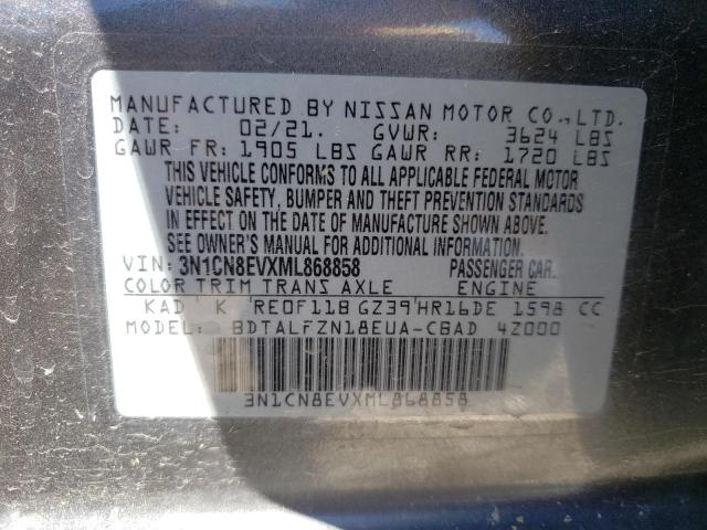 Photo 10 from auction – 2021 NISSAN VERSA SV with VIN 3N1CN8EVXML868858