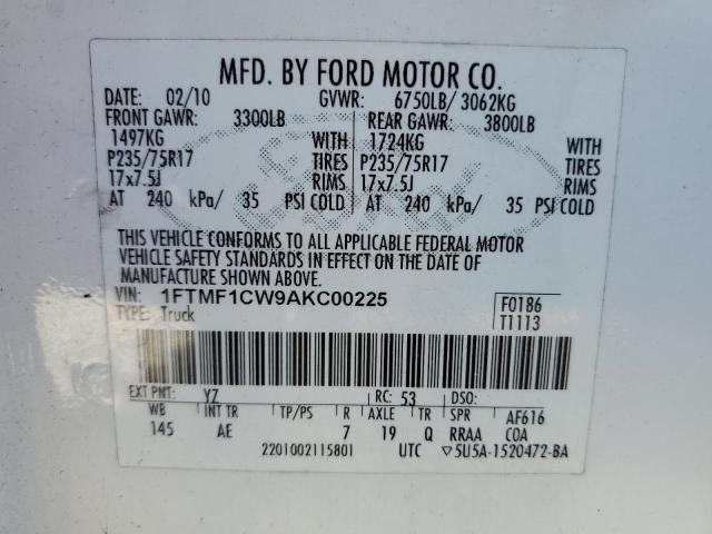 Photo 10 from auction – 2010 FORD F150 with VIN 1FTMF1CW9AKC00225