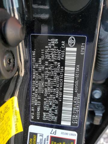 Photo 10 from auction – 2012 TOYOTA CAMRY BASE with VIN 4T4BF1FK6CR167564