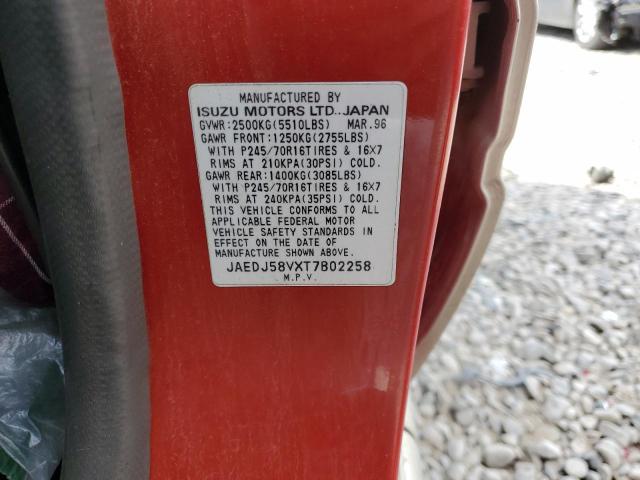 Photo 10 from auction – 1996 ACURA SLX with VIN JAEDJ58VXT7B02258