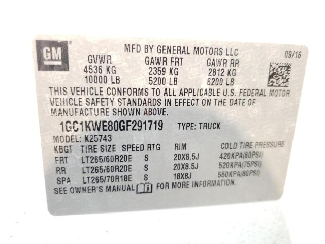 Photo 10 from auction – 2016 CHEVROLET SILVERADO with VIN 1GC1KWE80GF291719