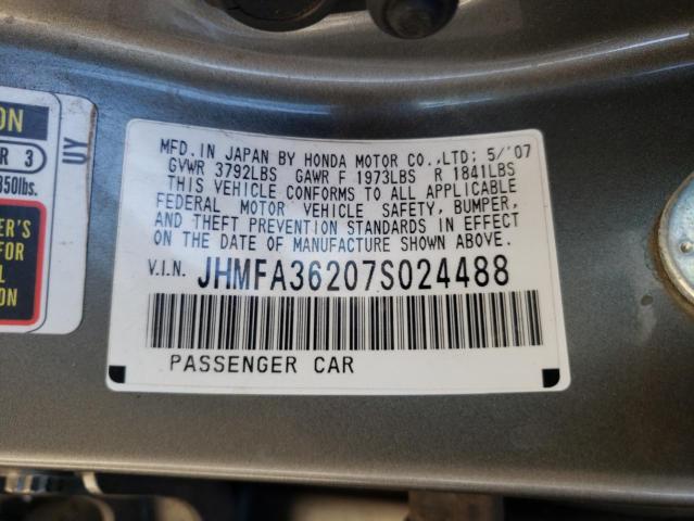 Photo 10 from auction – 2007 HONDA CIVIC HYBR with VIN JHMFA36207S024488