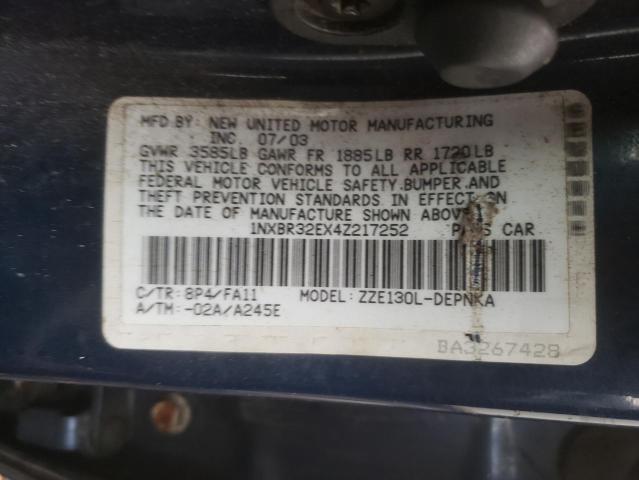 Photo 10 from auction – 2004 TOYOTA COROLLA LE with VIN 1NXBR32EX4Z217252