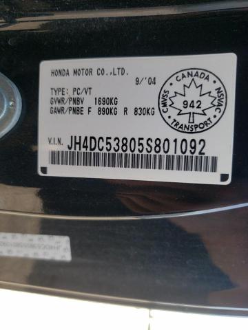 Photo 10 from auction – 2005 ACURA RSX with VIN JH4DC53805S801092