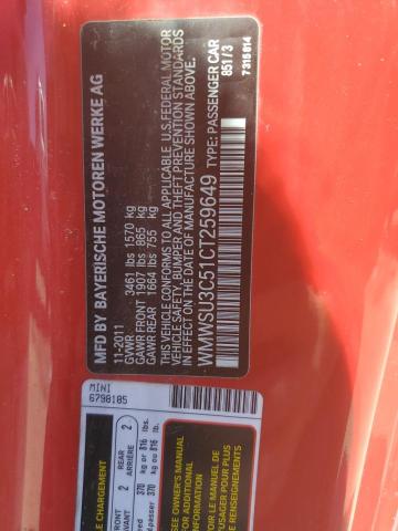 Photo 10 from auction – 2012 MINI COOPER with VIN WMWSU3C51CT259649