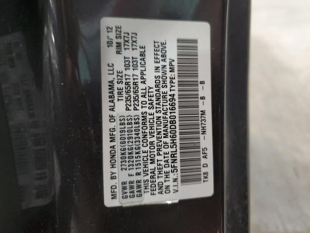 Photo 10 from auction – 2013 HONDA ODYSSEY EX with VIN 5FNRL5H60DB016694