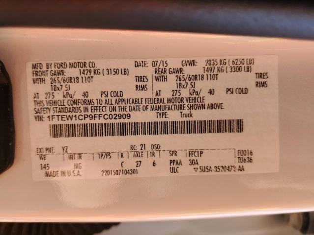 Photo 10 from auction – 2015 FORD F150 SUPER with VIN 1FTEW1CP9FFC02909