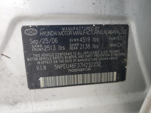Photo 10 from auction – 2007 HYUNDAI SONATA SE with VIN 5NPEU46F37H232232