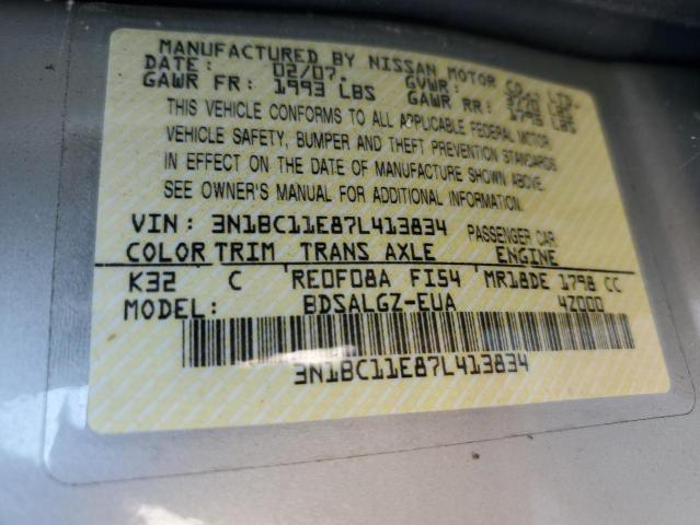 Photo 10 from auction – 2007 NISSAN VERSA S with VIN 3N1BC11E87L413834