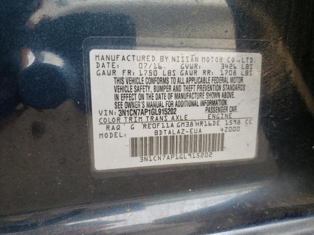 Photo 10 from auction – 2016 NISSAN VERSA S with VIN 3N1CN7AP1GL915202