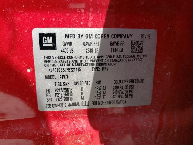Photo 10 from auction – 2015 BUICK ENCORE with VIN KL4CJGSB0FB221185