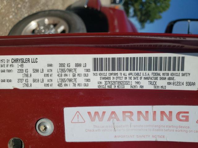 Photo 10 from auction – 2009 DODGE RAM 2500 with VIN 3D7KS28T89G533211