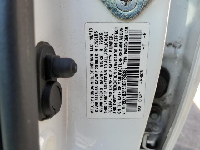 Photo 10 from auction – 2013 HONDA CIVIC LX with VIN 19XFB2F53DE285387