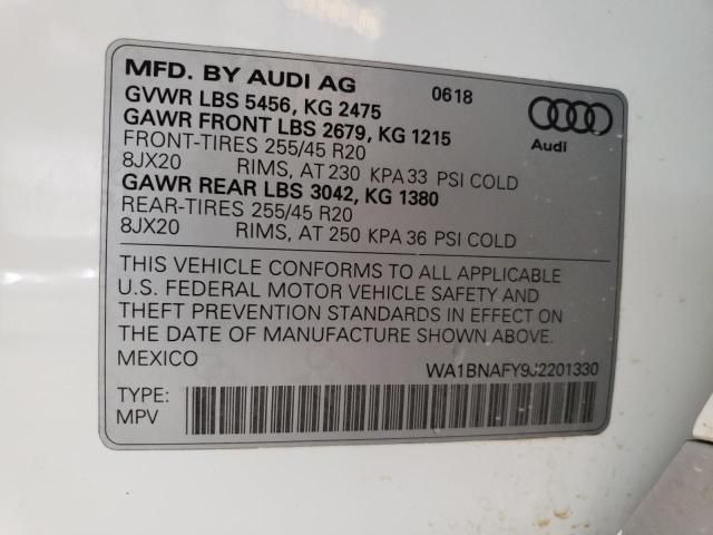 Photo 10 from auction – 2018 AUDI Q5 PREMIUM with VIN WA1BNAFY9J2201330
