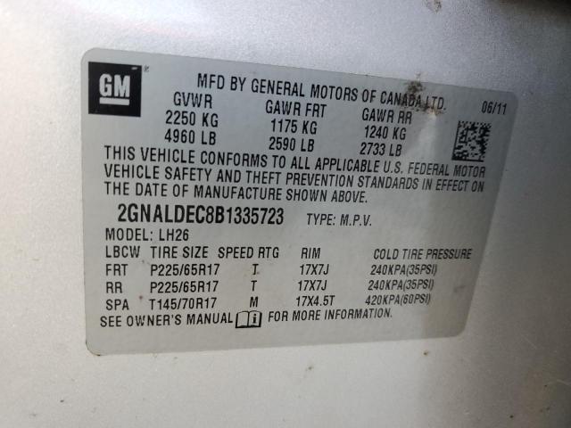 Photo 10 from auction – 2011 CHEVROLET EQUINOX LT with VIN 2GNALDEC8B1335723