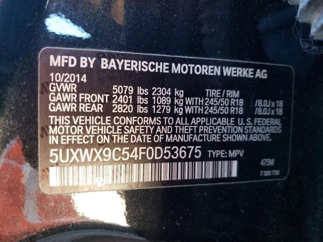 Photo 10 from auction – 2015 BMW X3 XDRIVE2 with VIN 5UXWX9C54F0D53675