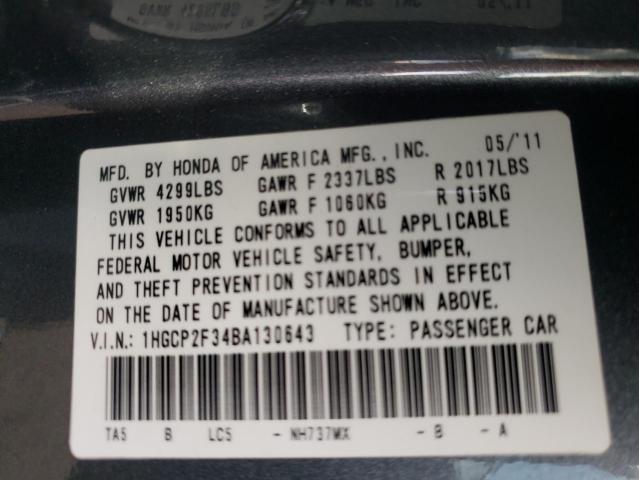 Photo 10 from auction – 2011 HONDA ACCORD LX with VIN 1HGCP2F34BA130643