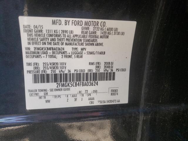 Photo 10 from auction – 2015 FORD FLEX SEL with VIN 2FMGK5C84FBA03624