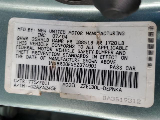 Photo 10 from auction – 2005 TOYOTA COROLLA CE with VIN 1NXBR30EX5Z374901