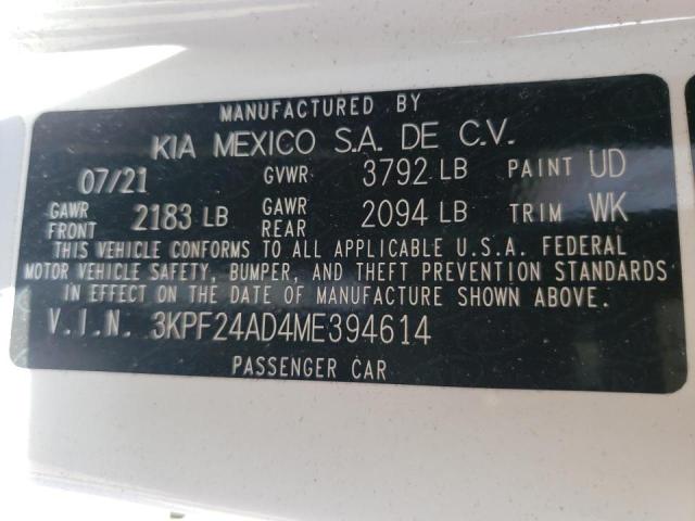 Photo 10 from auction – 2021 KIA FORTE FE with VIN 3KPF24AD4ME394614