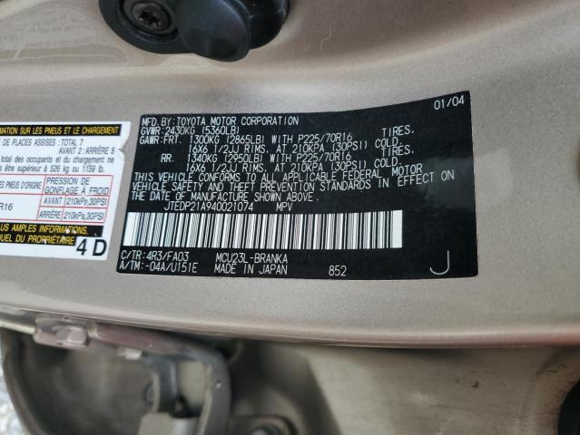 Photo 10 from auction – 2004 TOYOTA HIGHLANDER with VIN JTEDP21A940021074