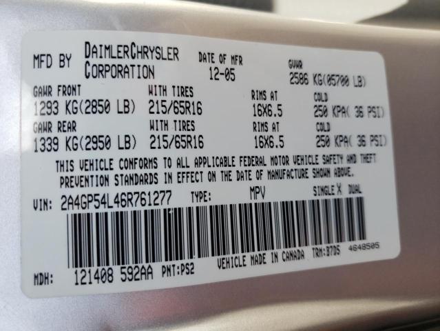 Photo 10 from auction – 2006 CHRYSLER TOWN & COU with VIN 2A4GP54L46R761277
