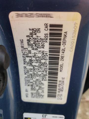 Photo 10 from auction – 2013 TOYOTA COROLLA BA with VIN 5YFBU4EE4DP167241