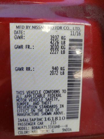 Photo 10 from auction – 2017 NISSAN ALTIMA 2.5 with VIN 1N4AL3AP3HC161810