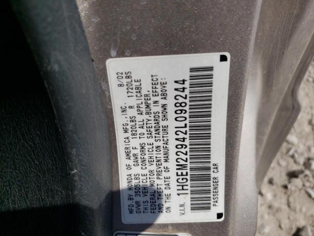 Photo 10 from auction – 2002 HONDA CIVIC EX with VIN 1HGEM22942L098244