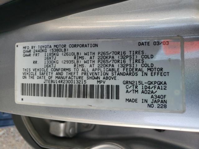 Photo 10 from auction – 2003 TOYOTA 4RUNNER SR with VIN JTEBU14R230013215