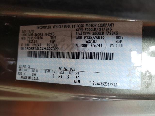 Photo 10 from auction – 2004 FORD ECONOLINE with VIN 1FDRE14L74HA27329