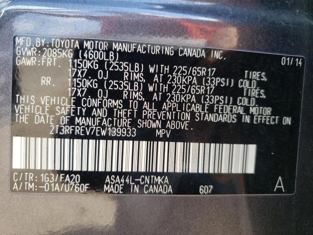 Photo 10 from auction – 2014 TOYOTA RAV4 4D 4W with VIN 2T3RFREV7EW139933