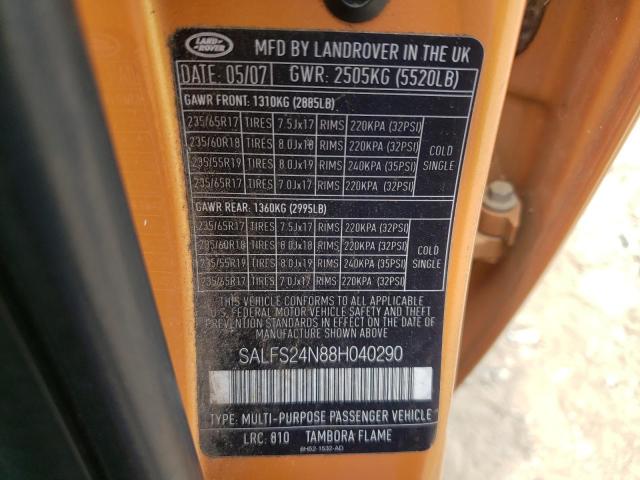 Photo 10 from auction – 2008 LAND ROVER LR2 SE TEC with VIN SALFS24N88H040290