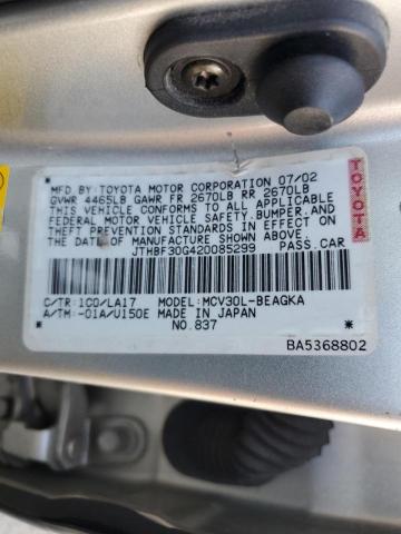 Photo 10 from auction – 2002 LEXUS ES 300 with VIN JTHBF30G420085299