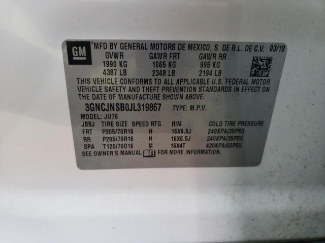 Photo 10 from auction – 2018 CHEVROLET TRAX LS with VIN 3GNCJNSB0JL319867
