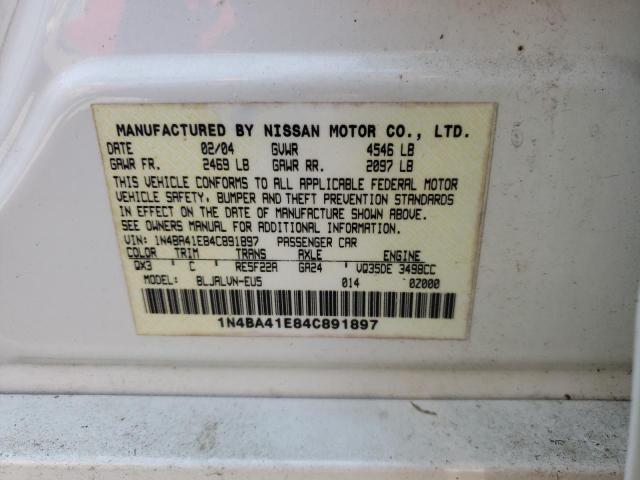 Photo 10 from auction – 2004 NISSAN MAXIMA SE with VIN 1N4BA41E84C891897