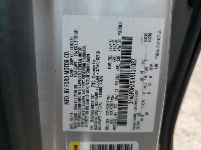 Photo 10 from auction – 2017 FORD FUSION SE with VIN 3FA6P0H7XHR131087