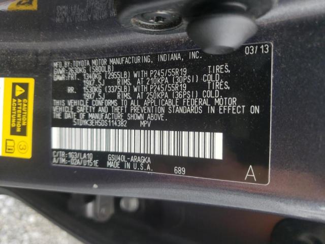 Photo 10 from auction – 2013 TOYOTA HIGHLANDER with VIN 5TDYK3EH5DS114382