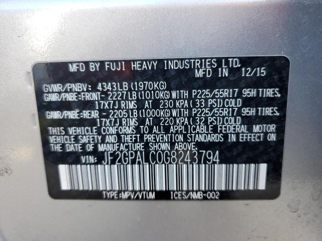 Photo 10 from auction – 2016 SUBARU CROSSTREK with VIN JF2GPALC0G8243794